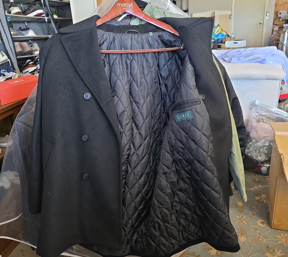 Lauren Ralph Lauren Black Men’s Quilted-Lined Peacoat